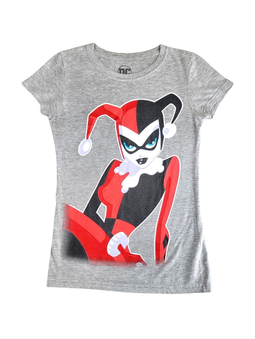 DC Comics Harley Quinn Women's T-Shirt Heather Gray Graphic Tee Villain Size S